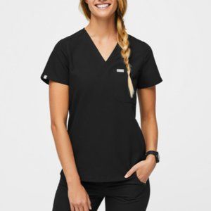 Figs XS Black Scrub Top